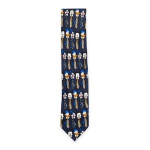 Disney Parks Mickey Mouse Donald Duck Goofy Navy Blue Silk Necktie Tie Mens